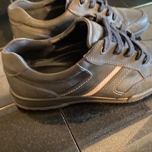 Ecco Mens Black  Leather Lace Up Sneaker Shoes